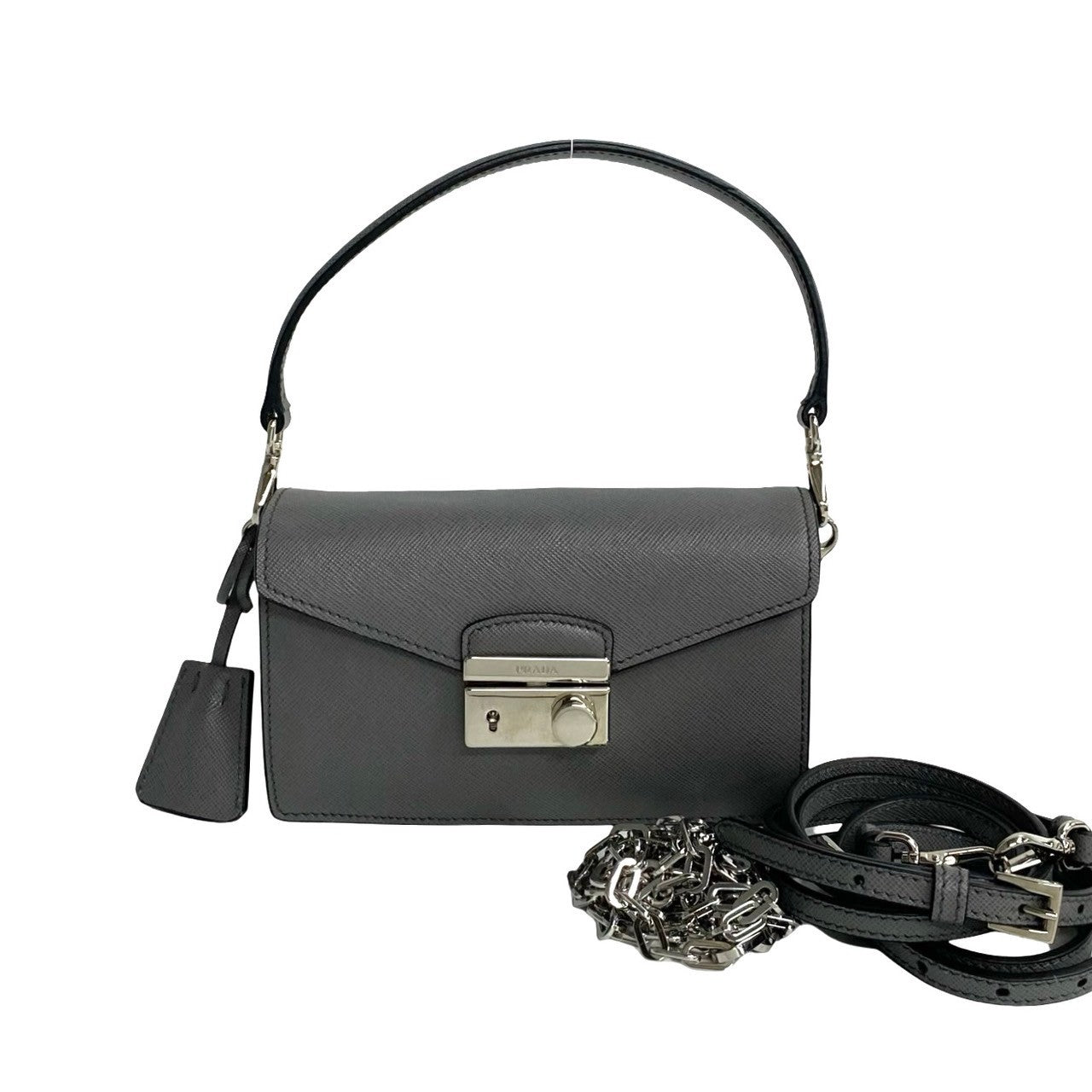 PRADA Shoulder Bag leather gray