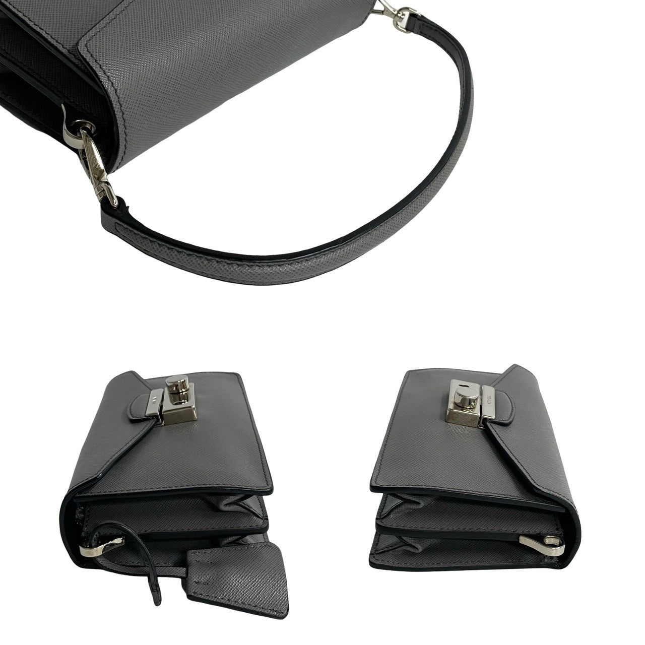 PRADA Shoulder Bag leather gray