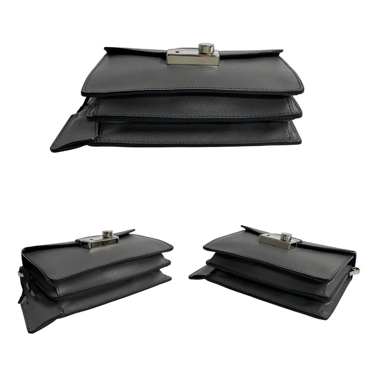 PRADA Shoulder Bag leather gray