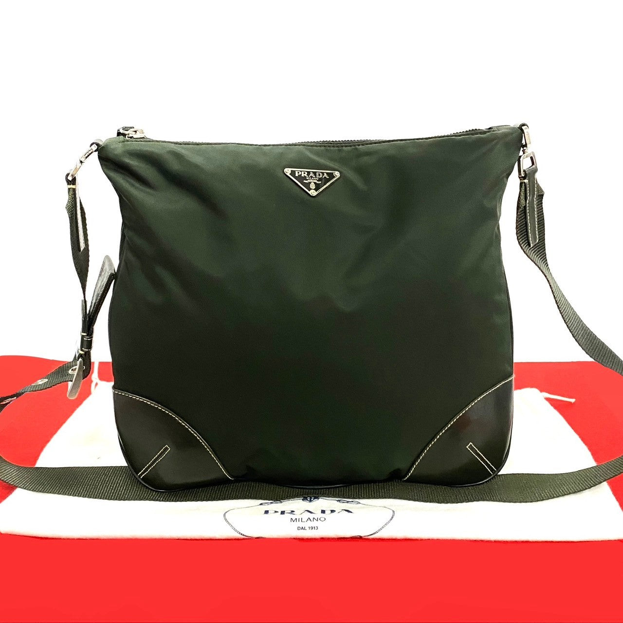 PRADA Shoulder Bag Nylon khaki