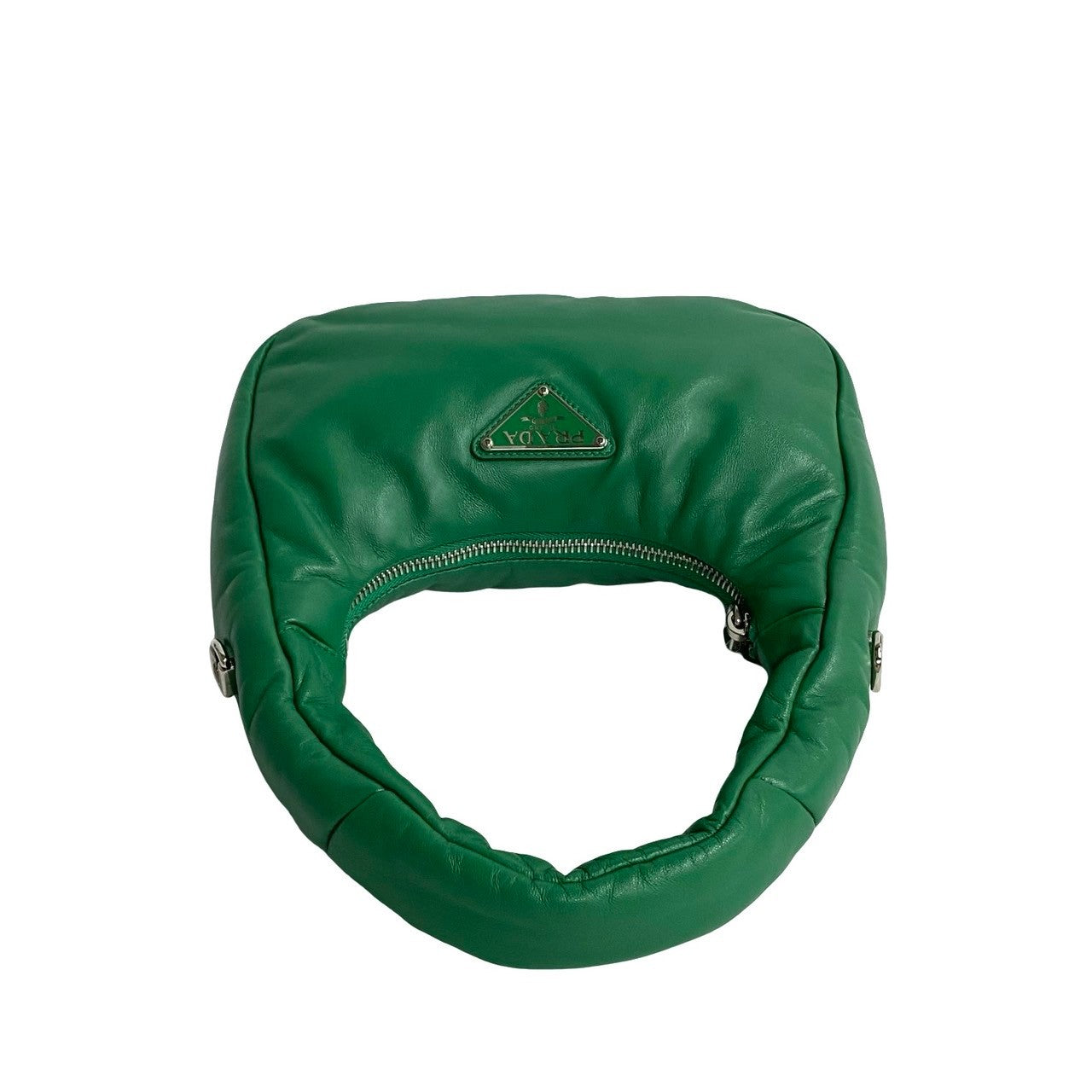 PRADA Shoulder Bag leather green Soft padding