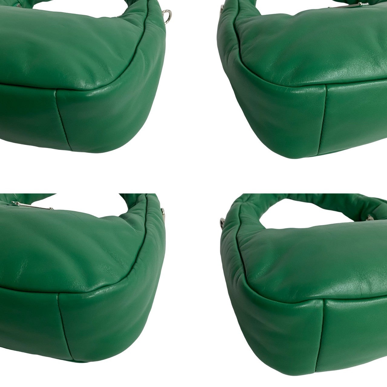 PRADA Shoulder Bag leather green Soft padding