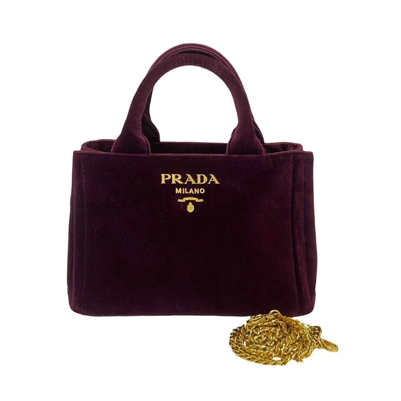 PRADA Shoulder Bag Velor wine-red Canapa Velour