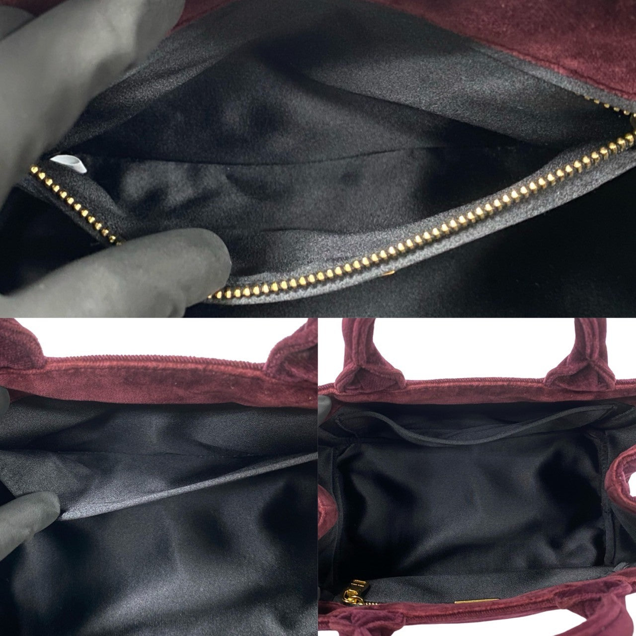 PRADA Shoulder Bag Velor wine-red Canapa Velour