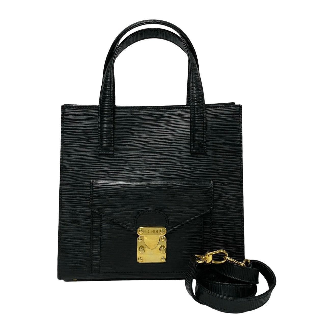 FENDI Shoulder Bag Epi Leather black