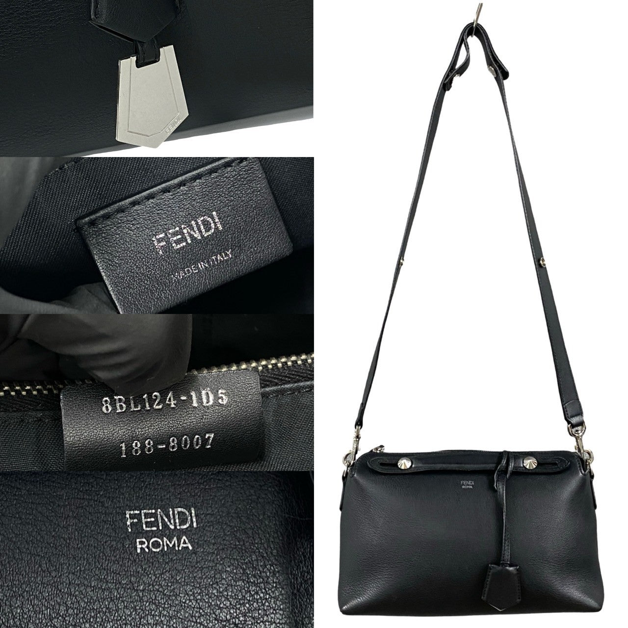 FENDI Shoulder Bag leather black By the way small