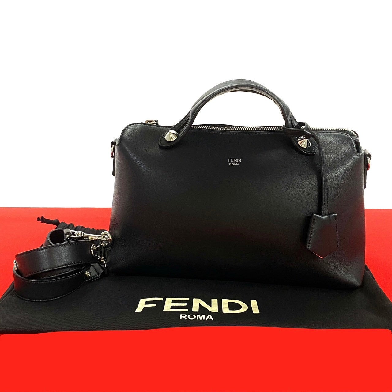 FENDI Shoulder Bag leather black By the way medium