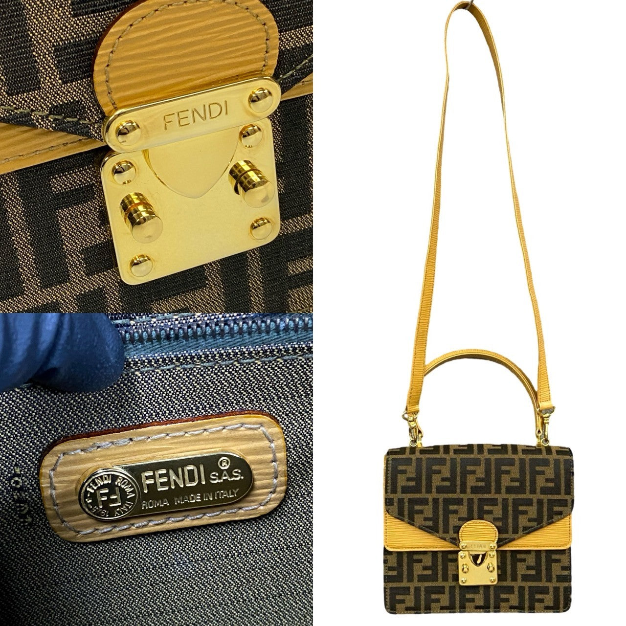 FENDI Shoulder Bag canvas Brown