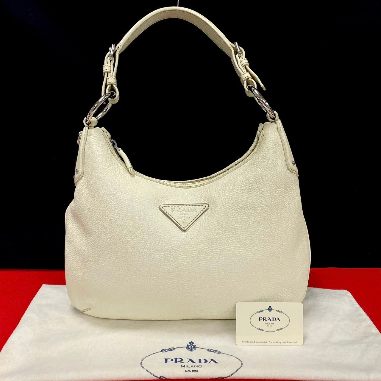 PRADA Shoulder Bag leather white