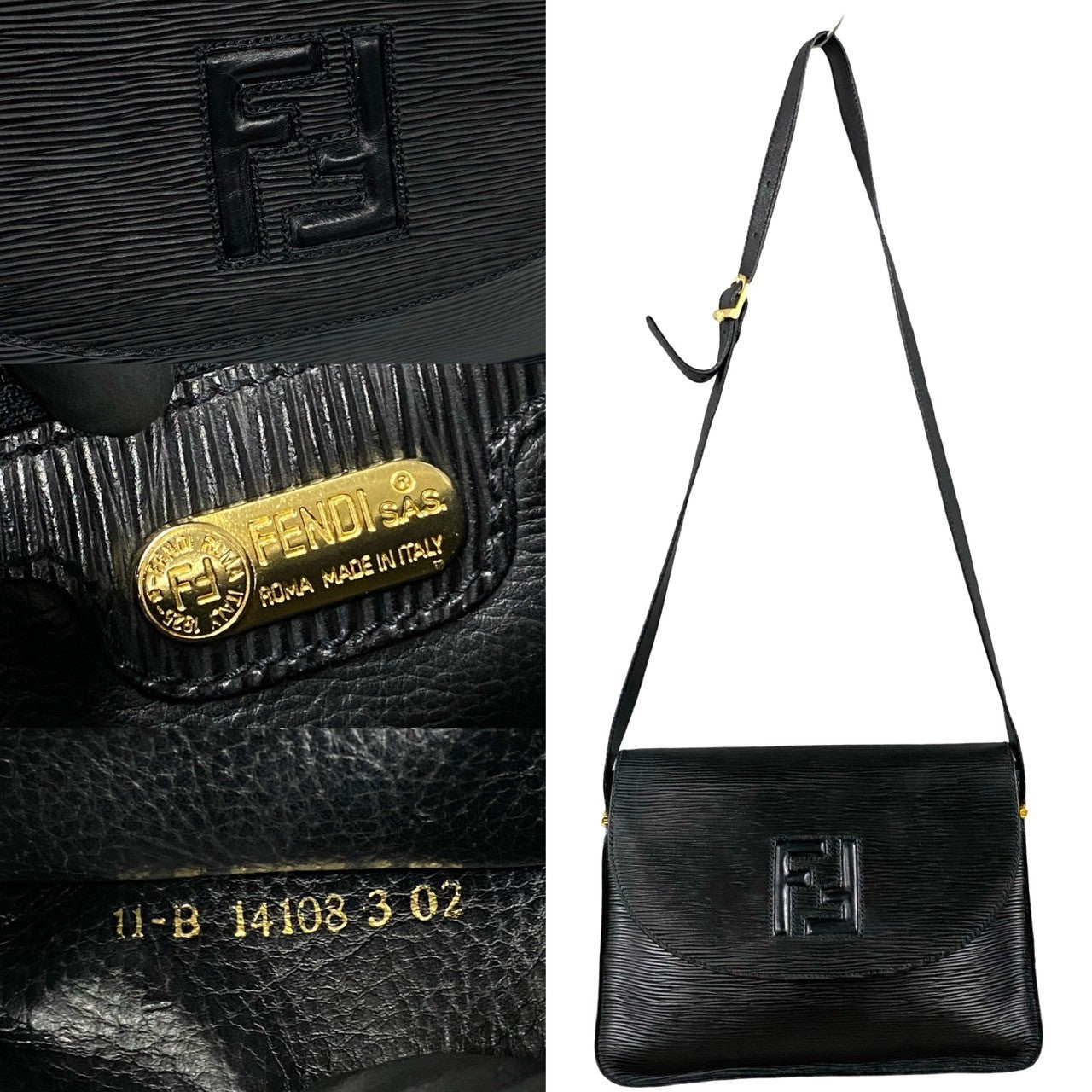 FENDI Shoulder Bag leather black