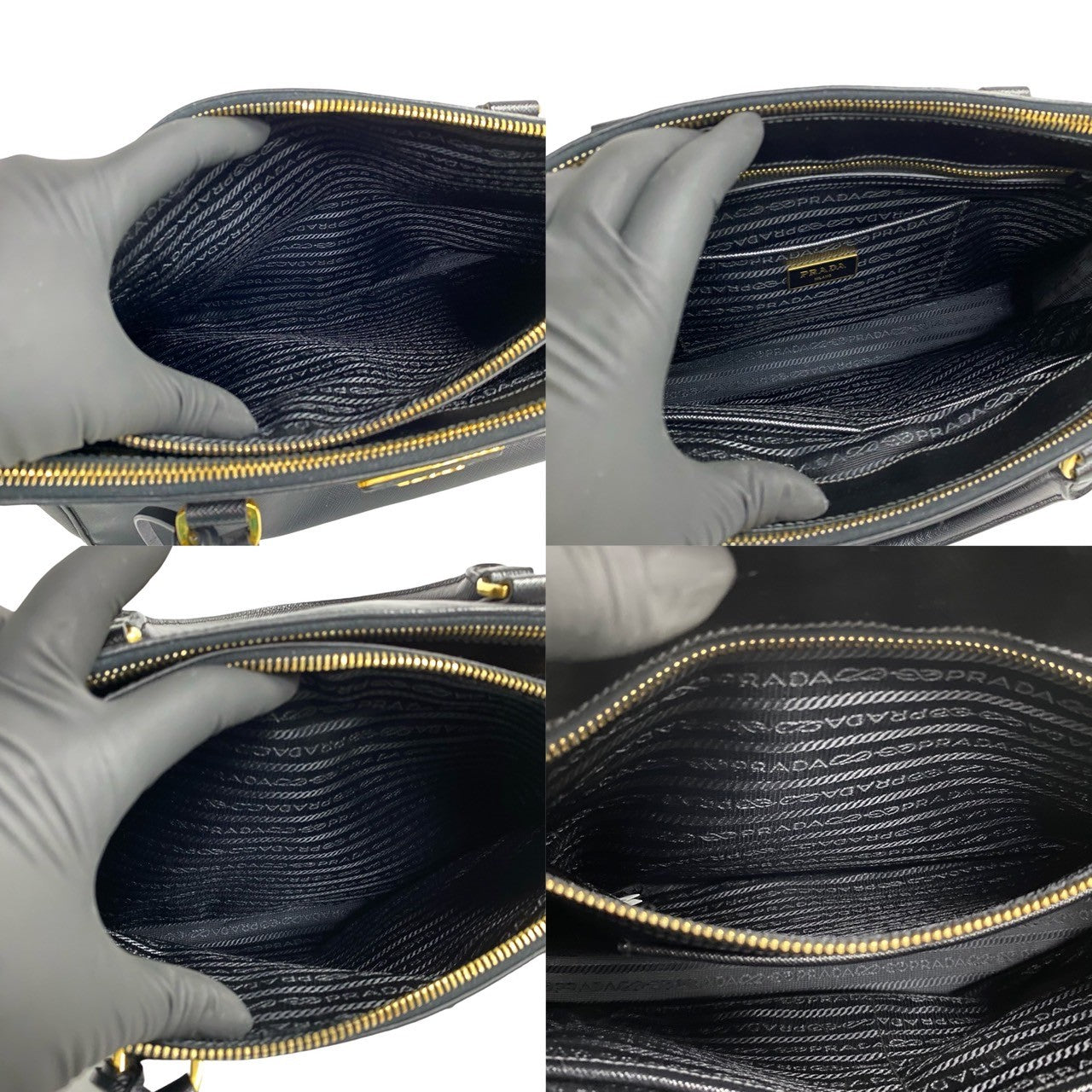 PRADA Shoulder Bag leather black Galleria