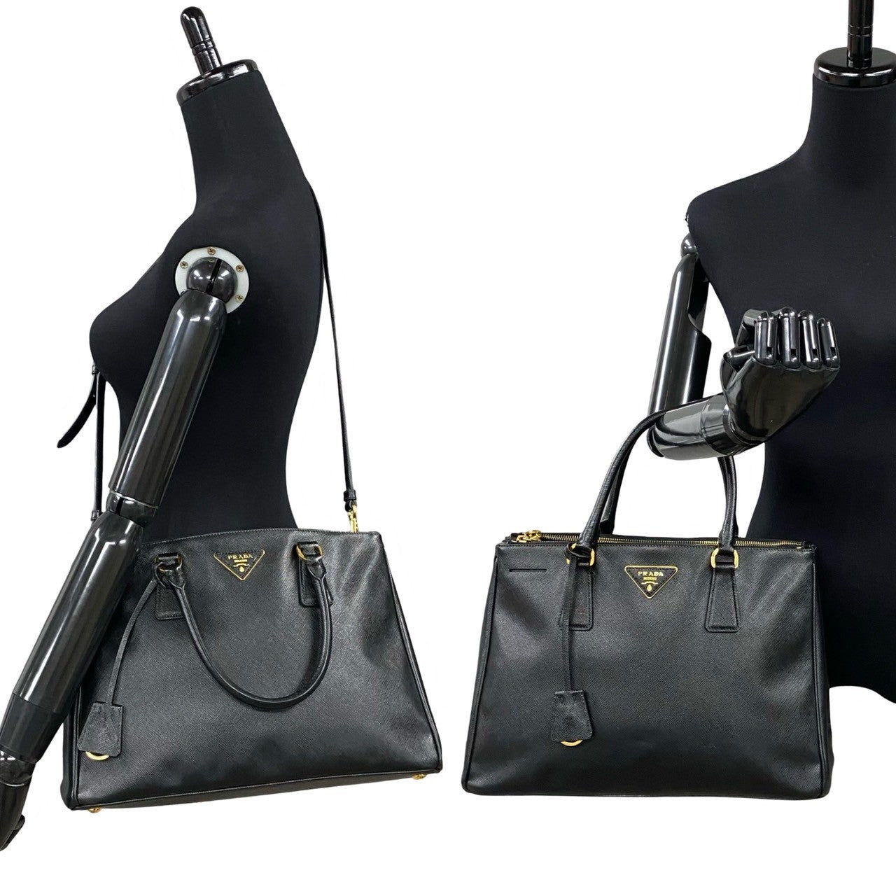 PRADA Shoulder Bag leather black Galleria