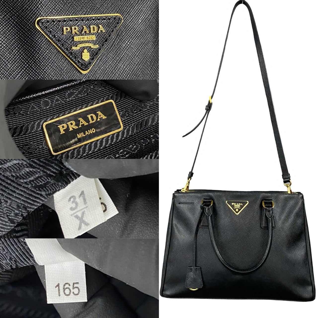 PRADA Shoulder Bag leather black Galleria