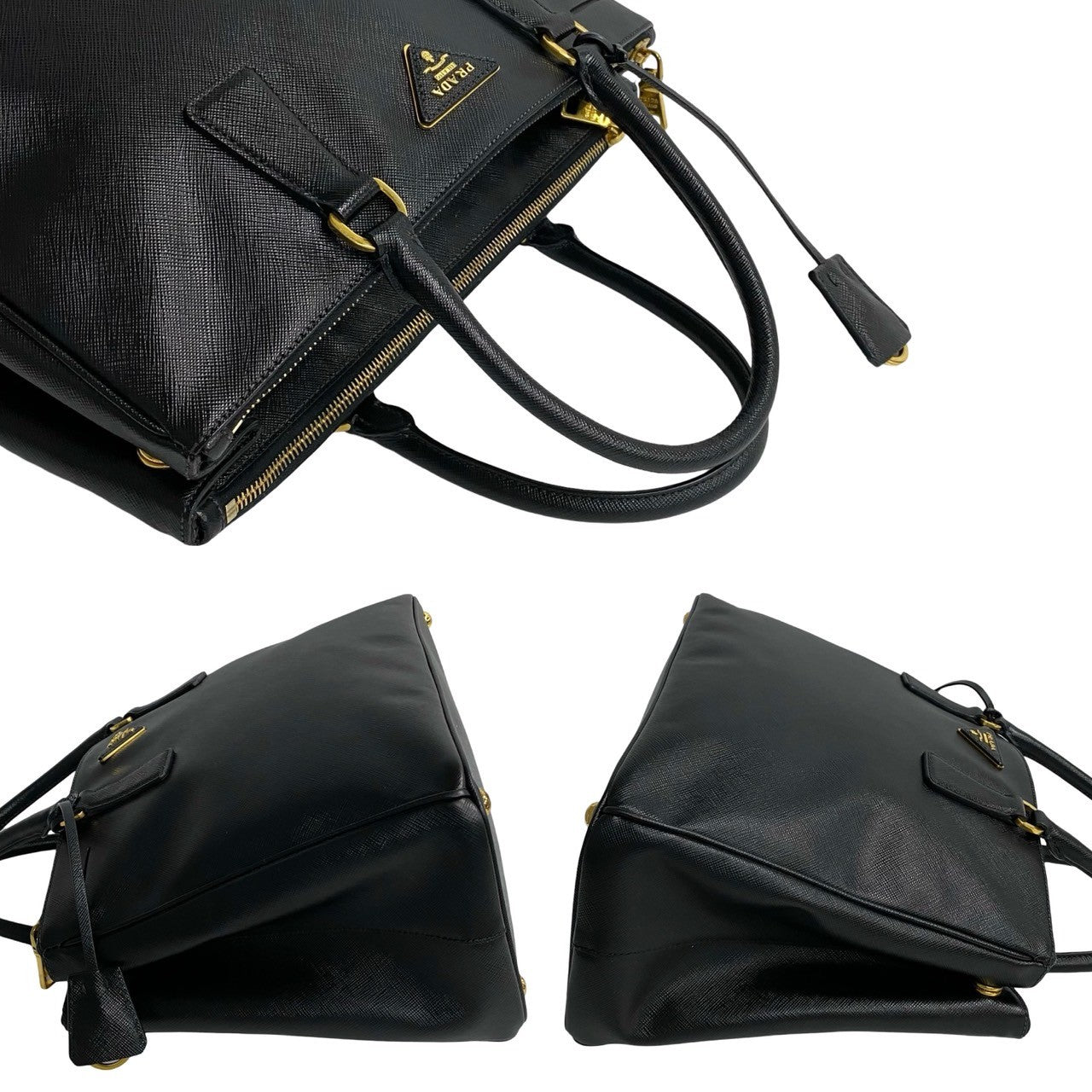 PRADA Shoulder Bag leather black Galleria