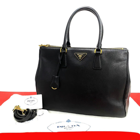 PRADA Shoulder Bag leather black Galleria