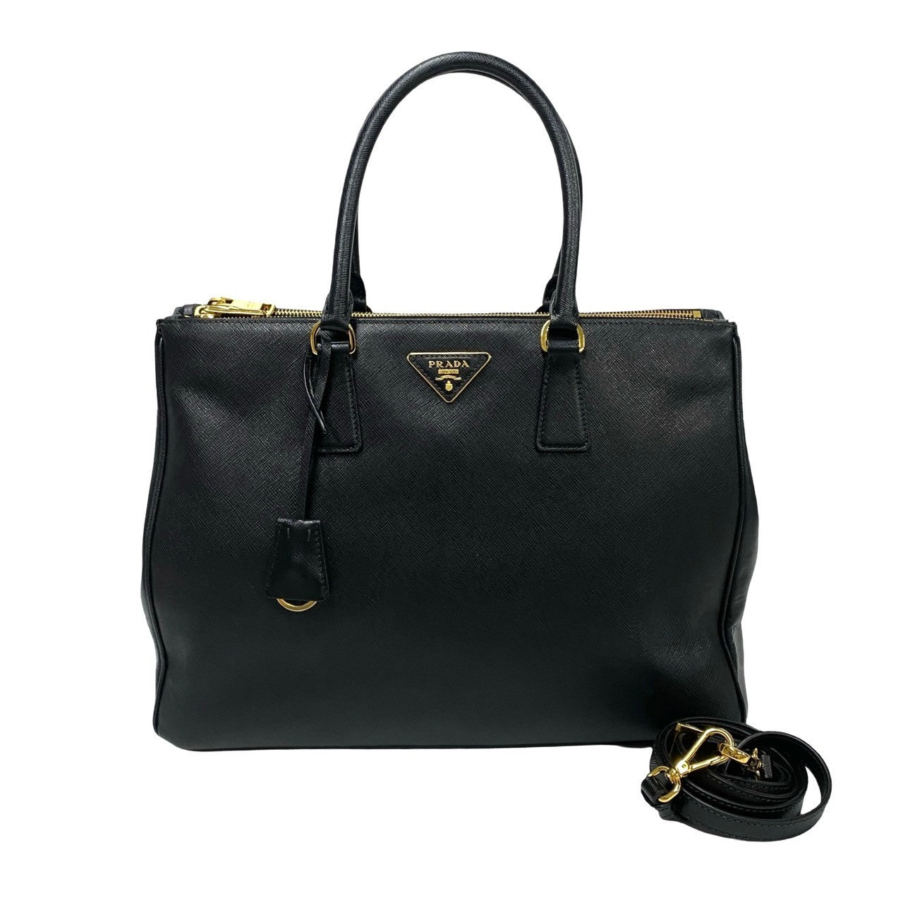 PRADA Shoulder Bag leather black Galleria