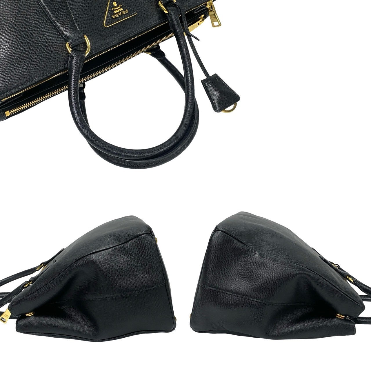 PRADA Shoulder Bag leather black Galleria