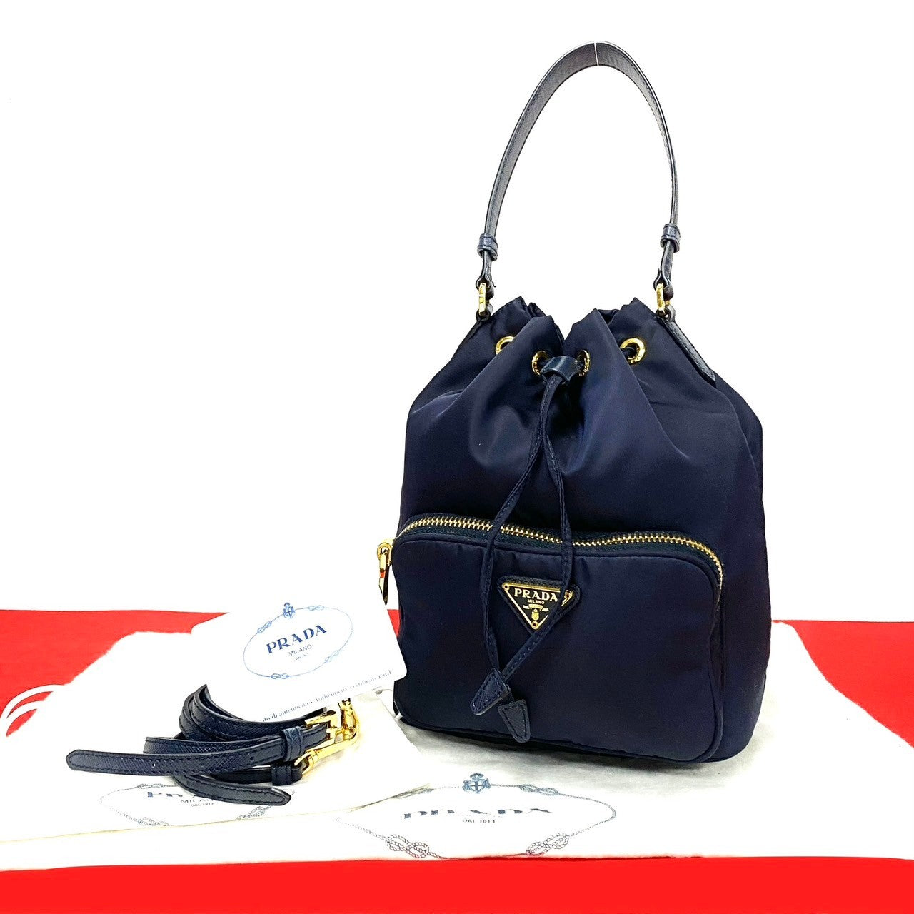 PRADA Shoulder Bag Nylon Navy