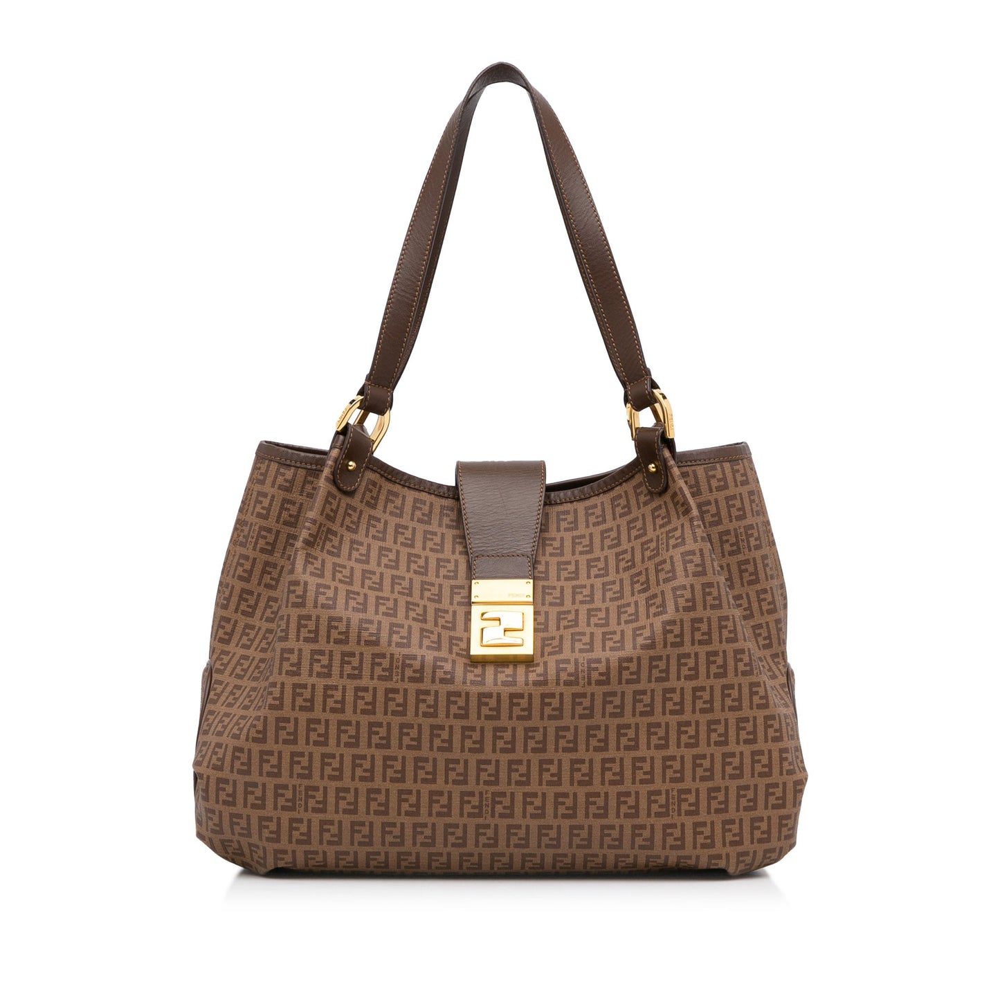 Brown Fendi Zucchino Spalmati Chiusura Tote