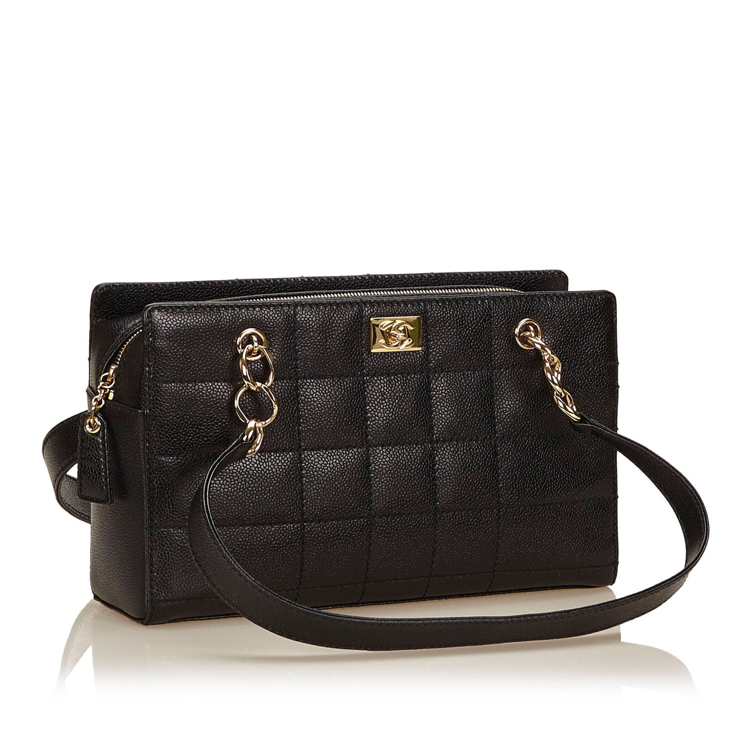 Chocolate Bar Caviar Leather Shoulder Bag