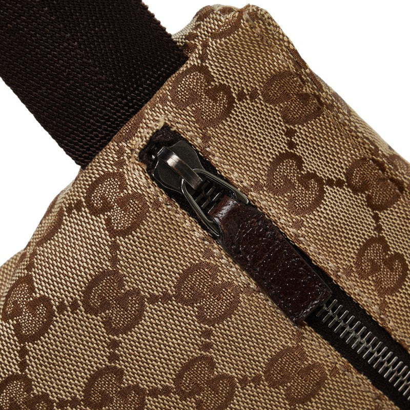 Gucci GG Canvas Body Bag Waist Bag 28566 Beige Brown Canvas Leather  Gucci