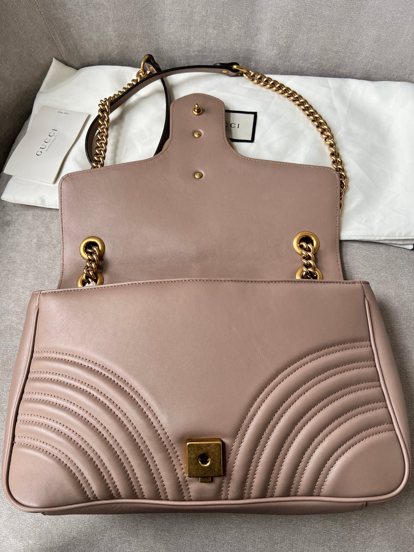 Gucci GG Dusty Pink Marmont Medium Shoulder Bag