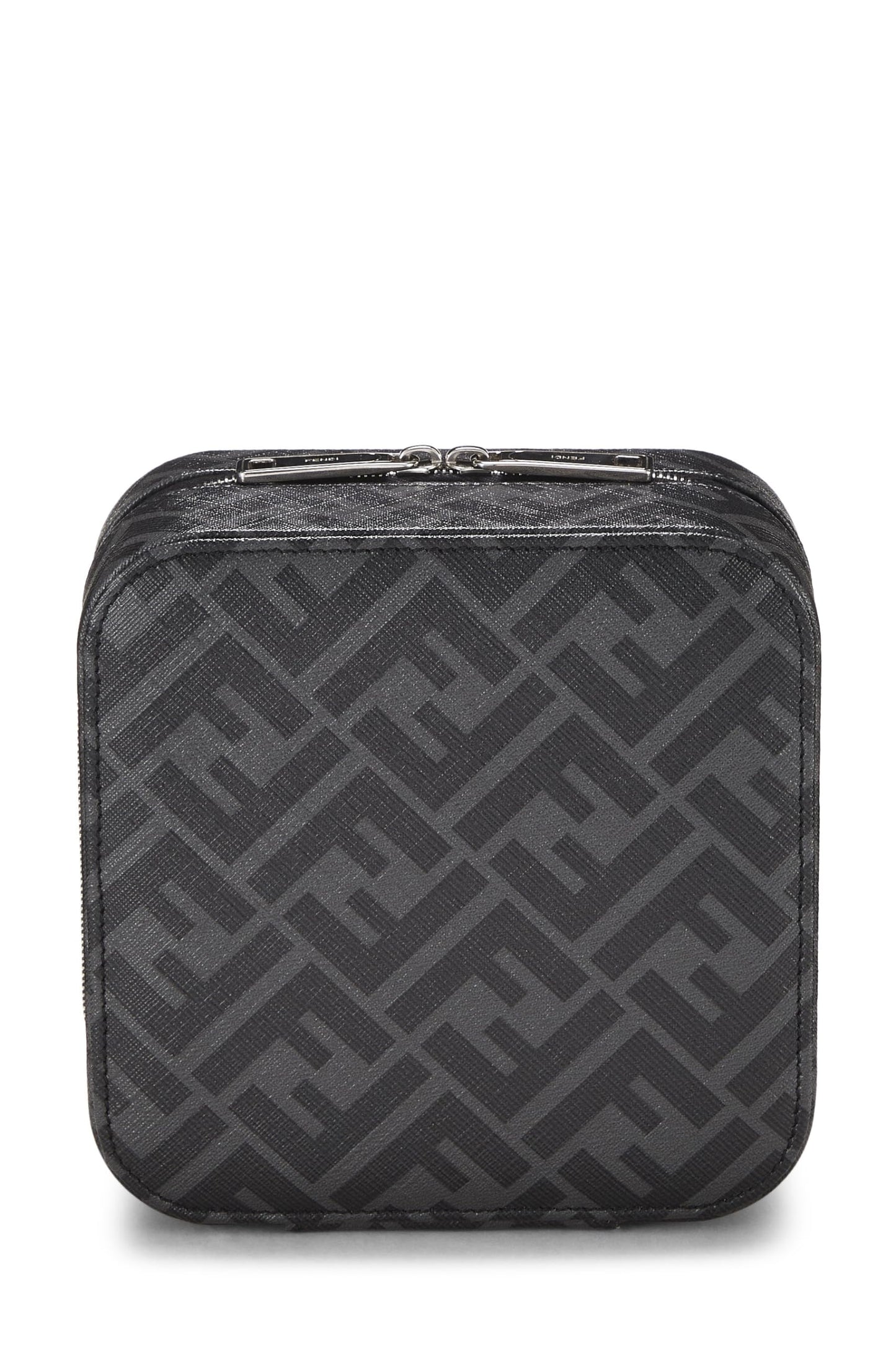 Fendi,  Grey Zucca Jewelry Case, Black