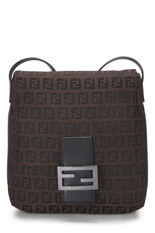 Fendi,  Brown Zucchino Canvas Tube Messenger Small, Brown