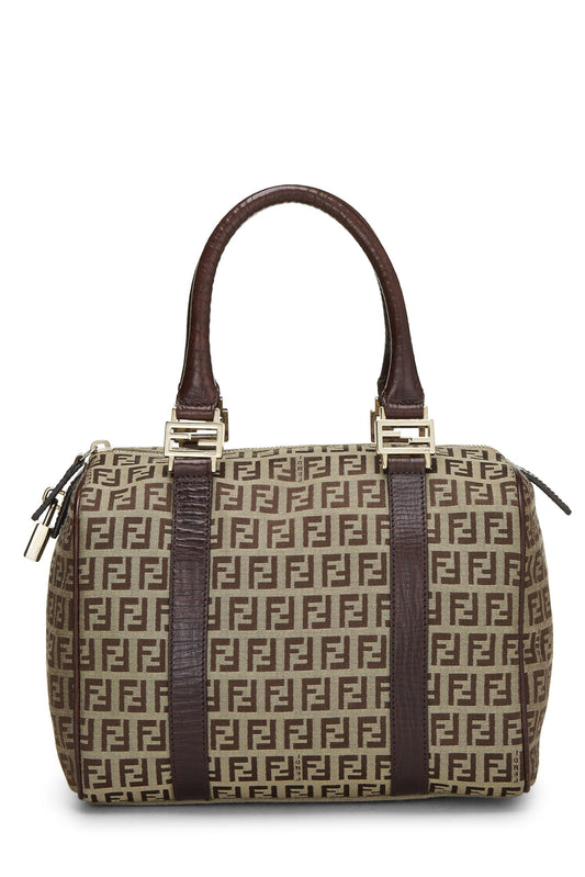 Fendi,  Brown Zucchino Coated Canvas Boston, Brown