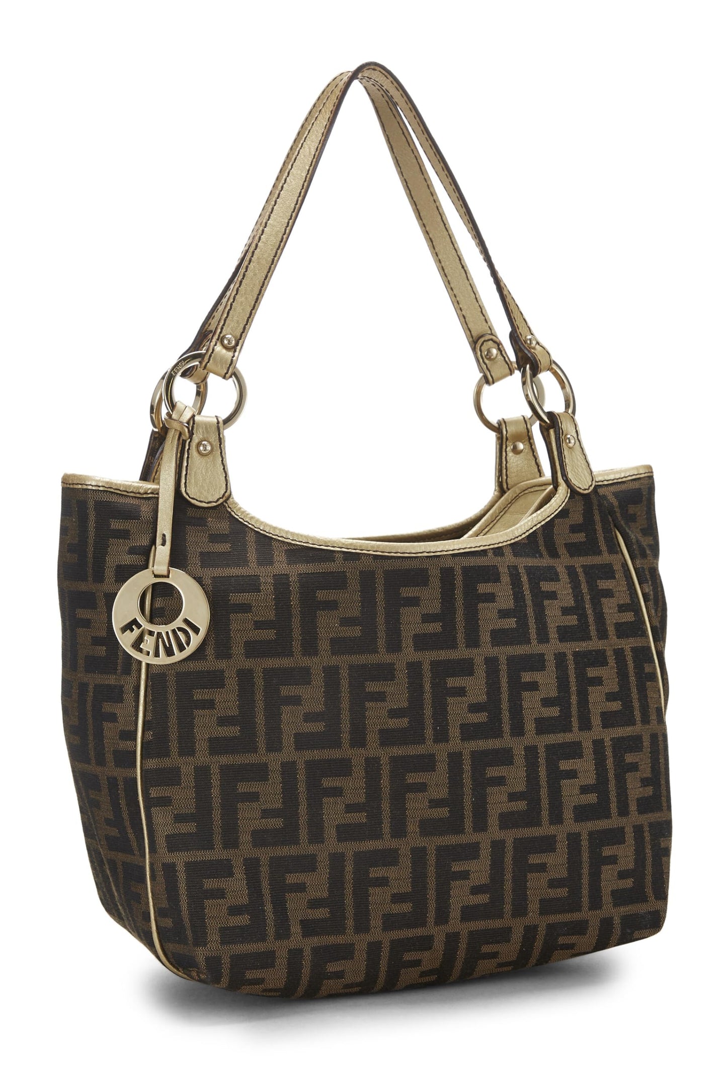 Fendi,  Gold Zucca Canvas Shoulder Bag, Gold