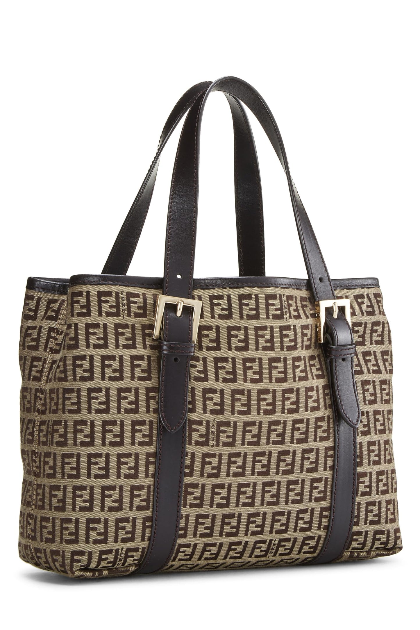 Fendi,  Brown Zucchino Canvas Handbag Small, Brown