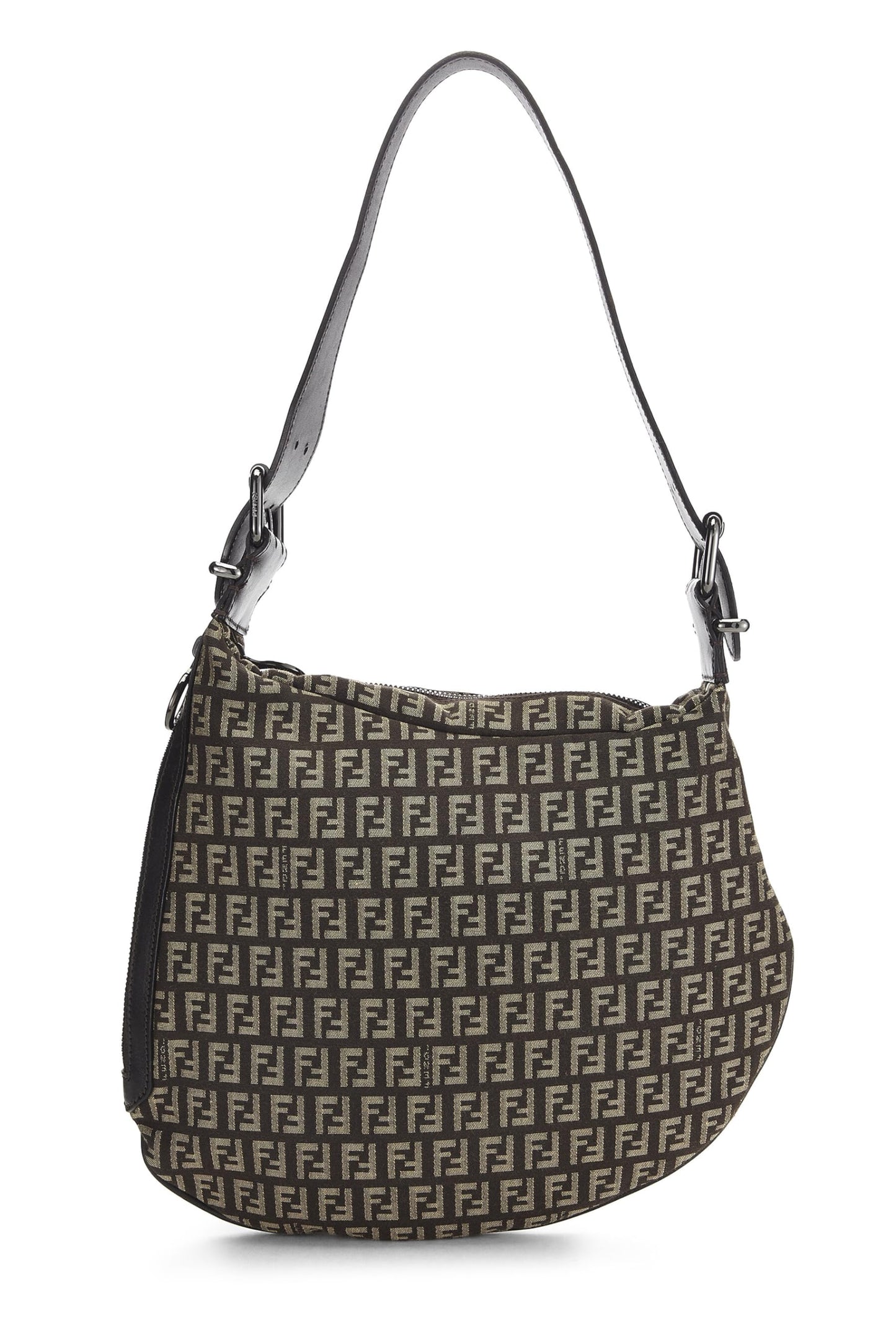 Fendi,  Brown Zucchino Canvas Oyster Bag, Brown