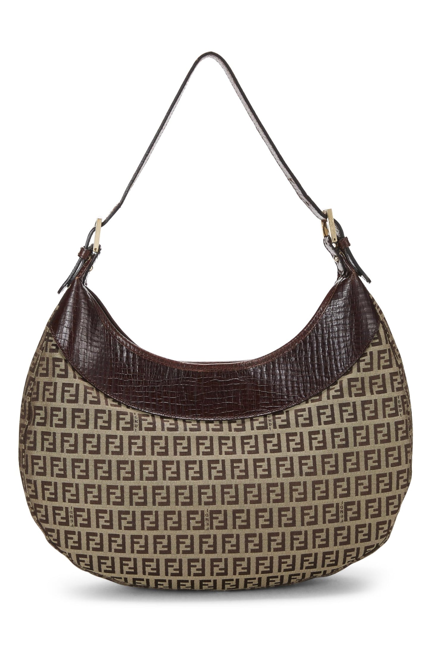 Fendi,  Brown Zucchino Canvas Hobo Bag, Brown