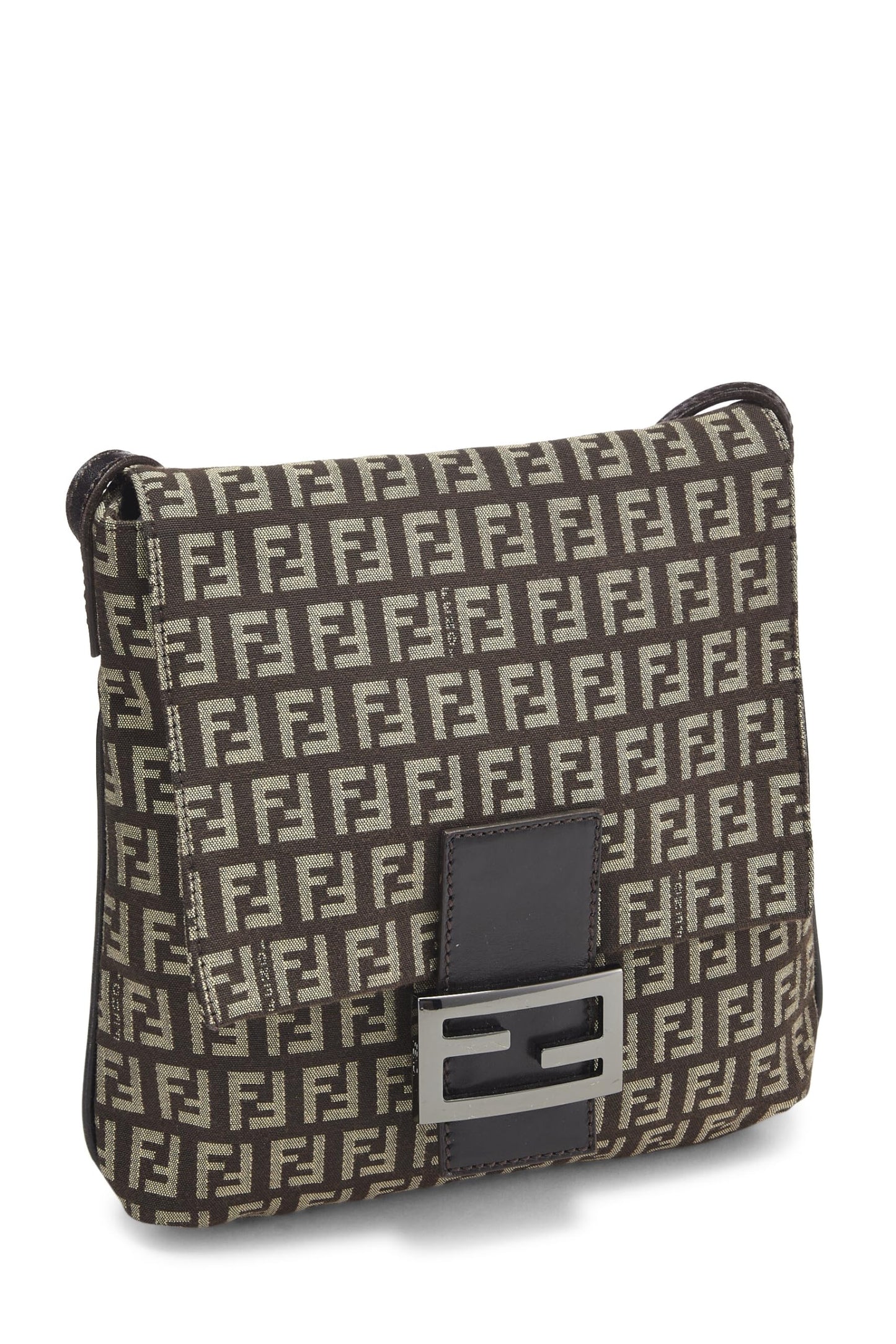 Fendi,  Brown Zucchino Canvas Messenger Small, Brown