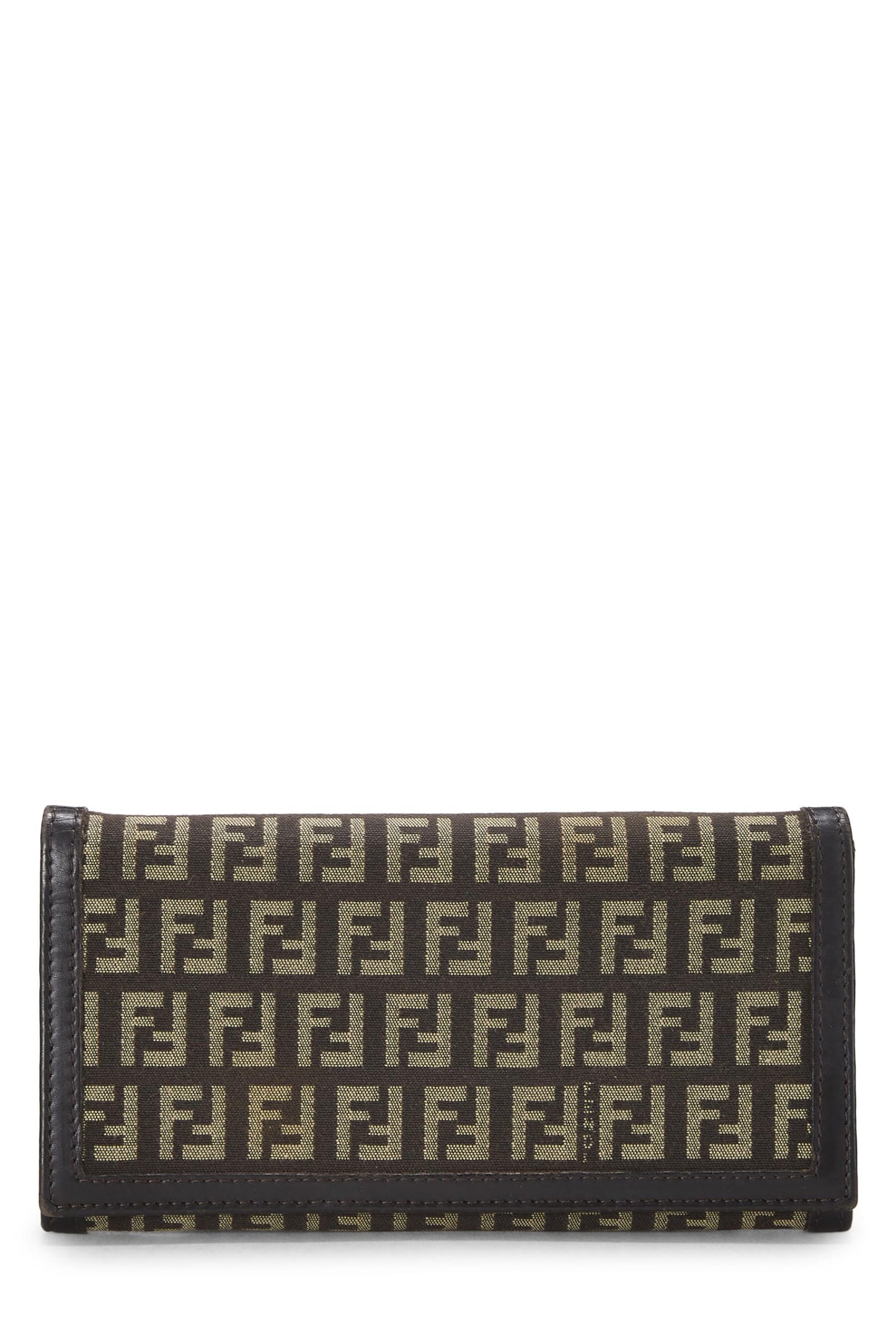 Fendi,  Brown Zucchino Canvas Long Wallet, Brown