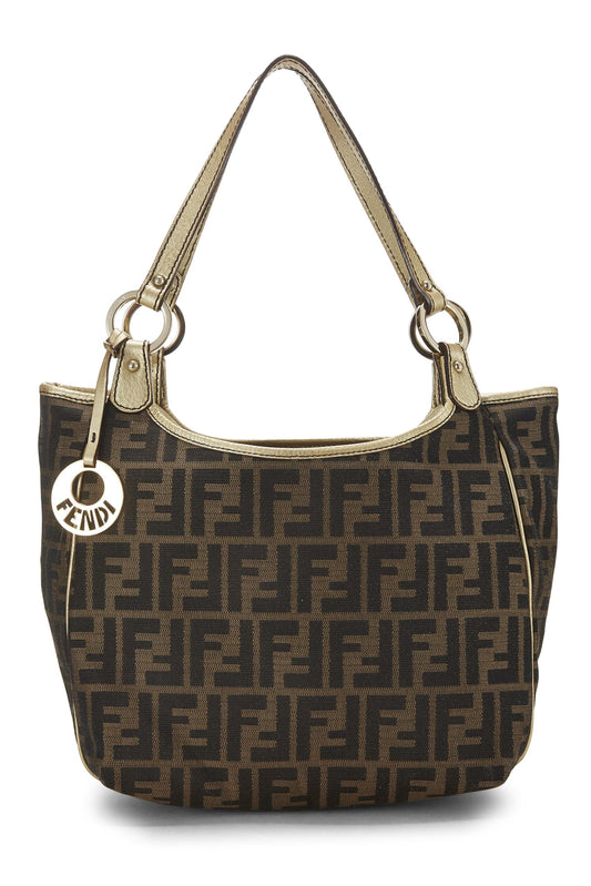 Fendi,  Gold Zucca Canvas Shoulder Bag, Gold