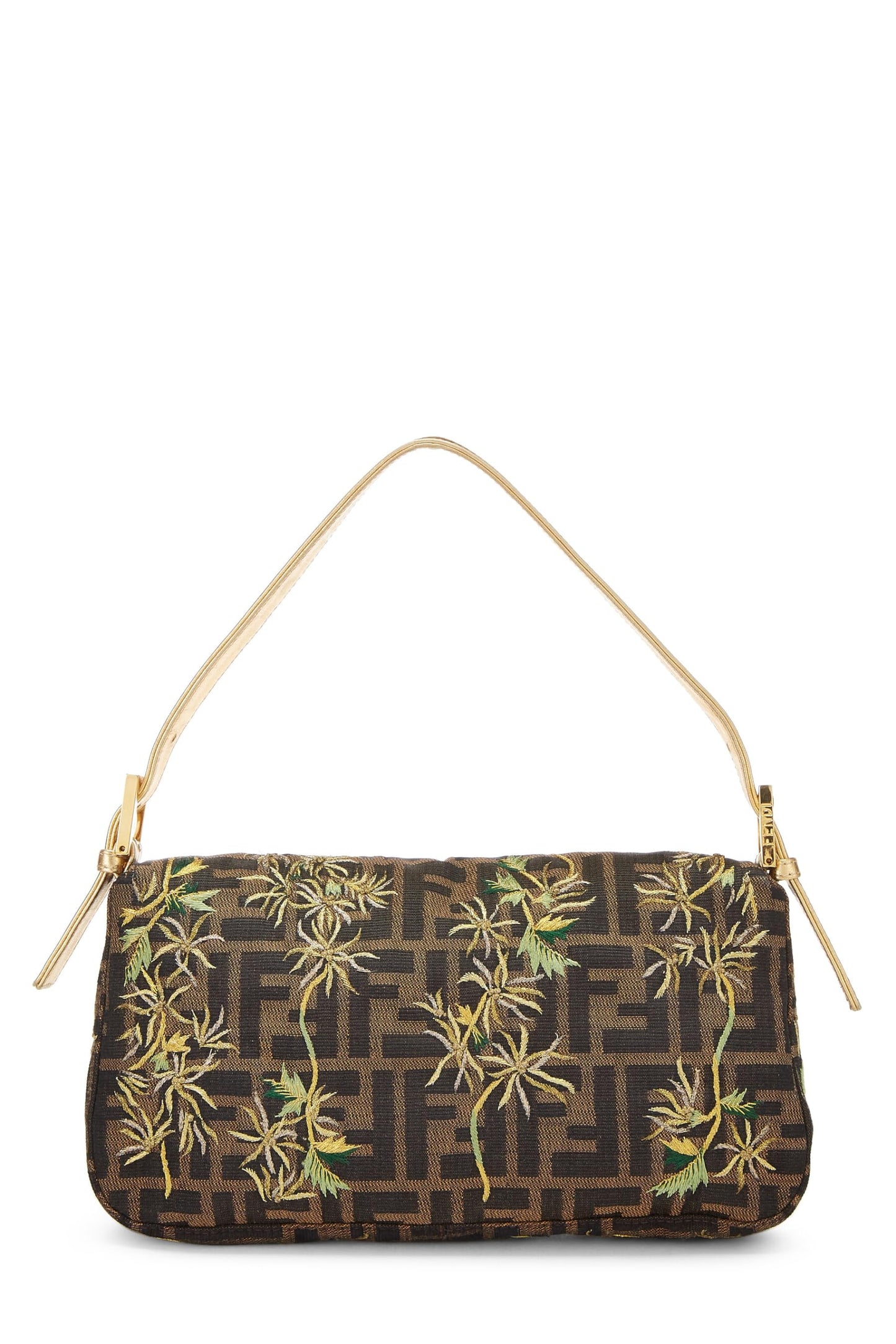 Fendi,  Gold Zucca Canvas Embroidered Baguette, Gold