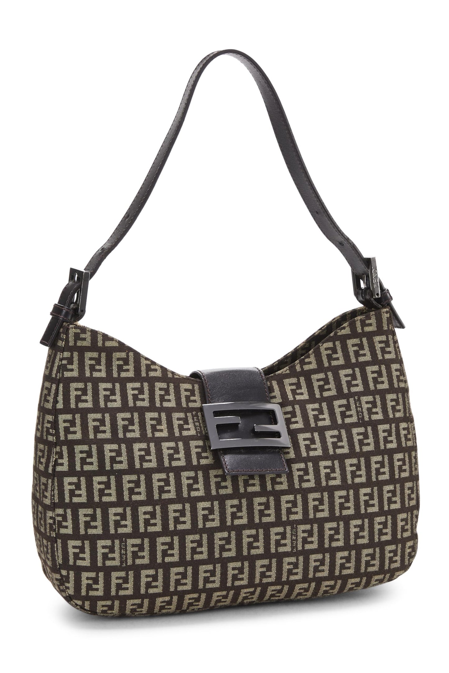 Fendi,  Brown Zucchino Canvas Shoulder Bag, Brown