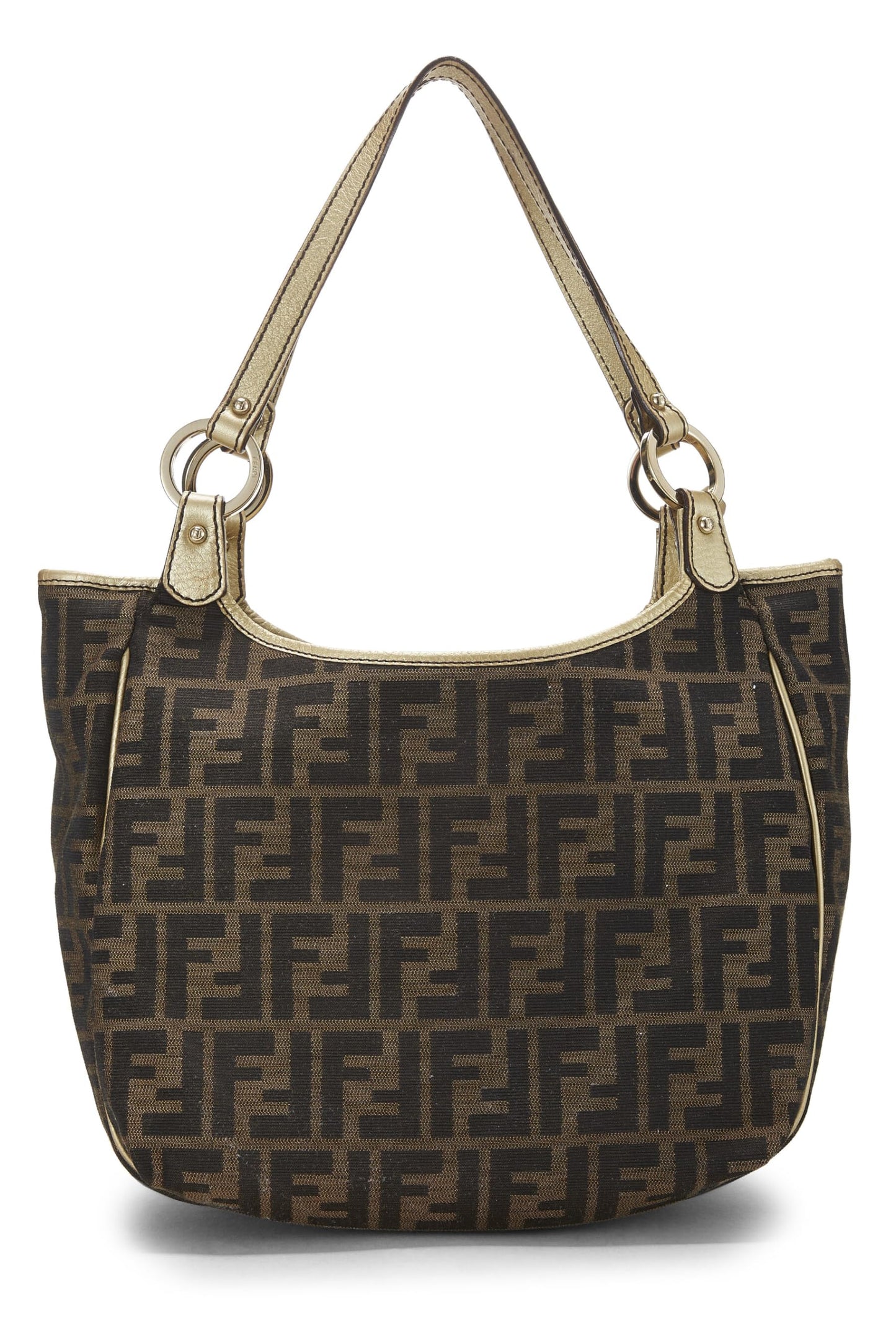 Fendi,  Gold Zucca Canvas Shoulder Bag, Gold