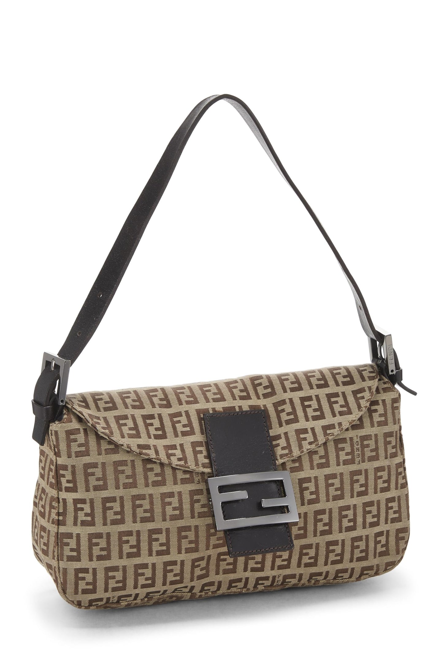 Fendi,  Brown Zucchino Canvas Shoulder Bag, Brown