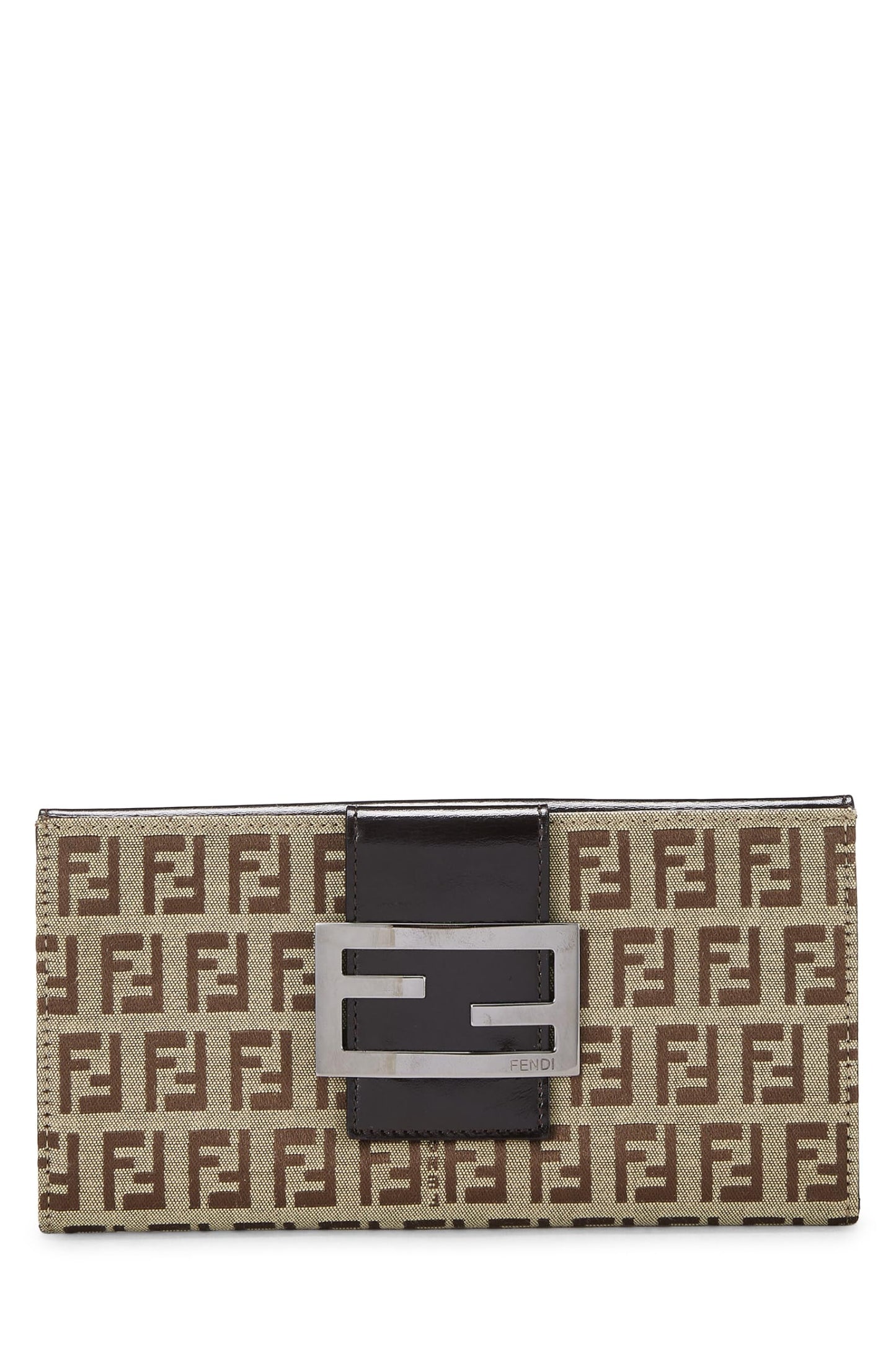 Fendi,  Brown Zucchino Canvas Long Wallet, Brown