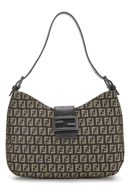 Fendi,  Brown Zucchino Canvas Shoulder Bag, Brown