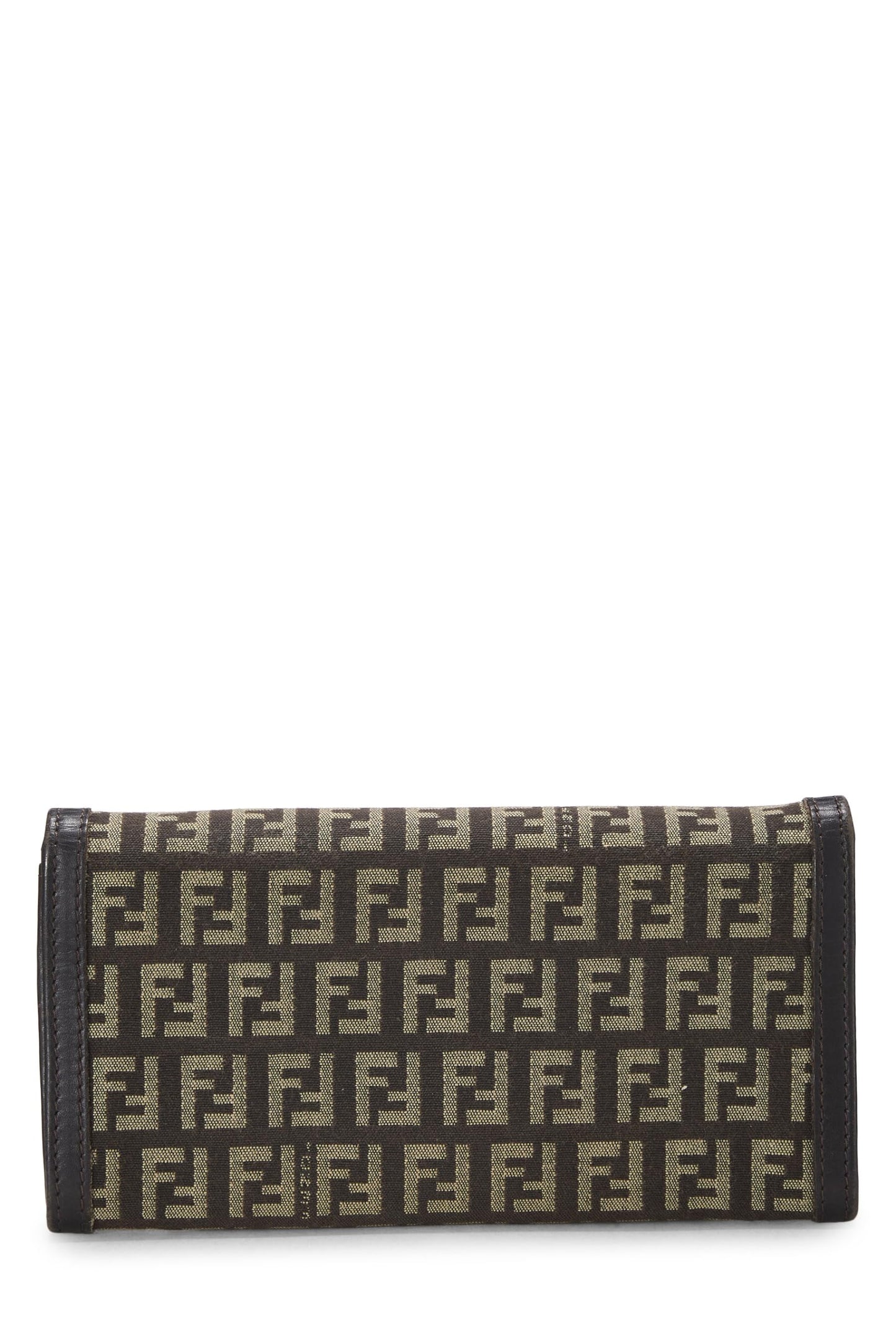 Fendi,  Brown Zucchino Canvas Long Wallet, Brown