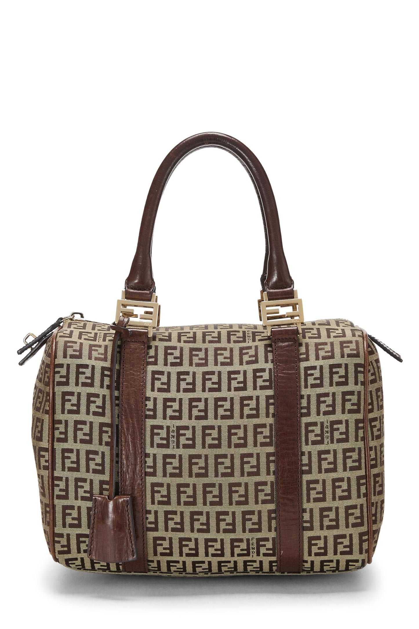 Fendi,  Brown Zucchino Canvas Boston Bag Mini, Brown