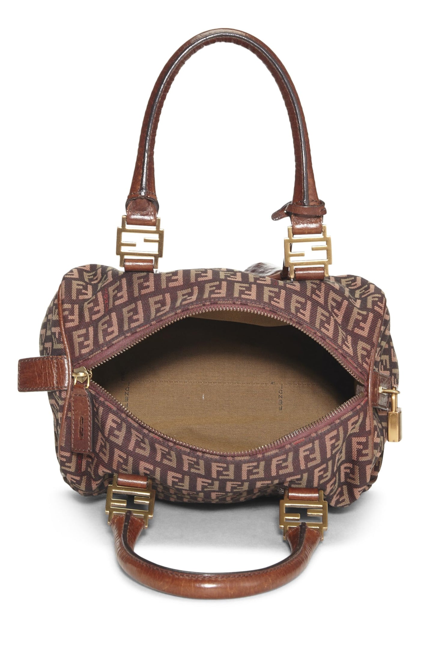 Fendi,  Brown Zucchino Boston Bag Mini, Brown