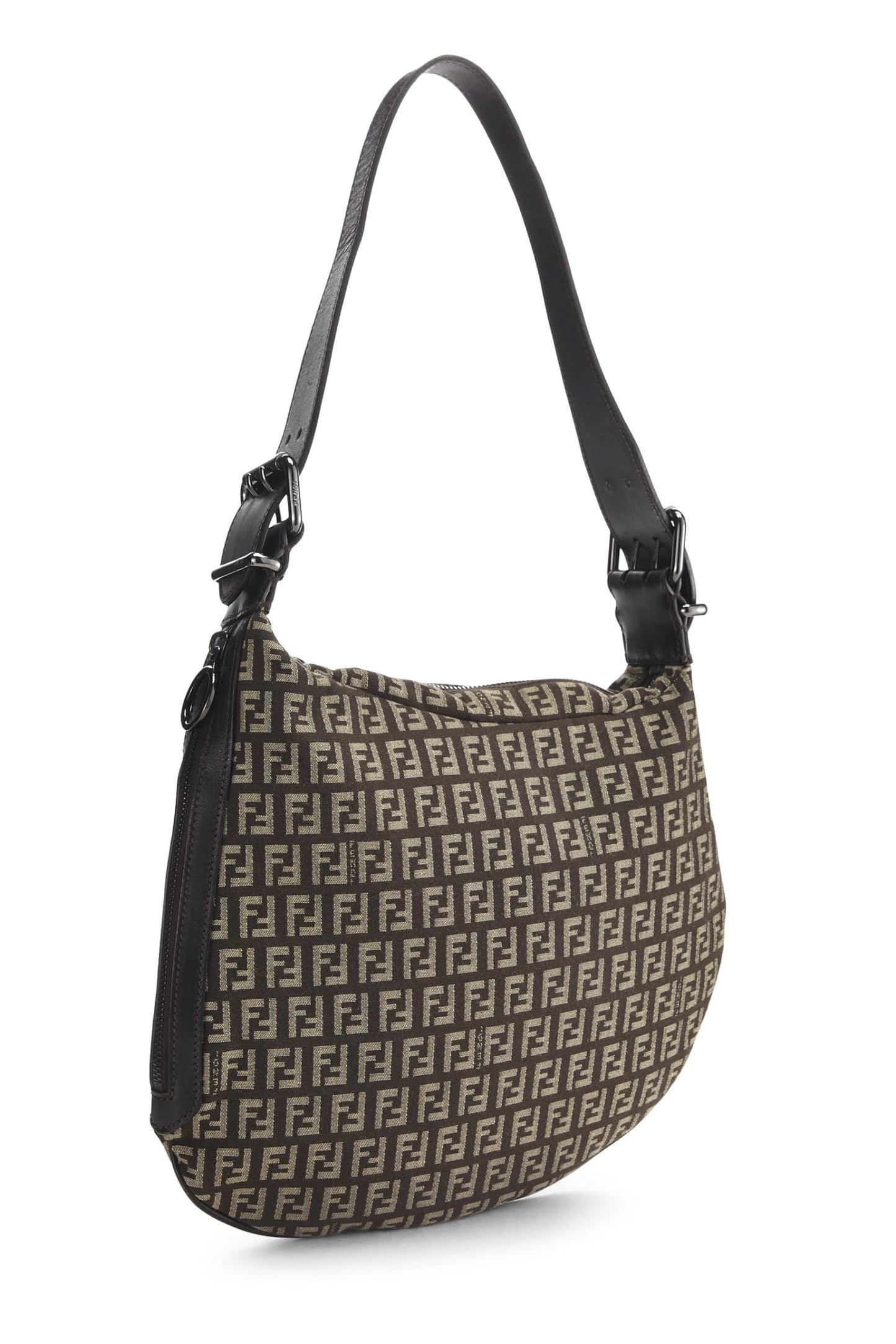 Fendi,  Brown Zucchino Canvas Oyster Bag, Brown