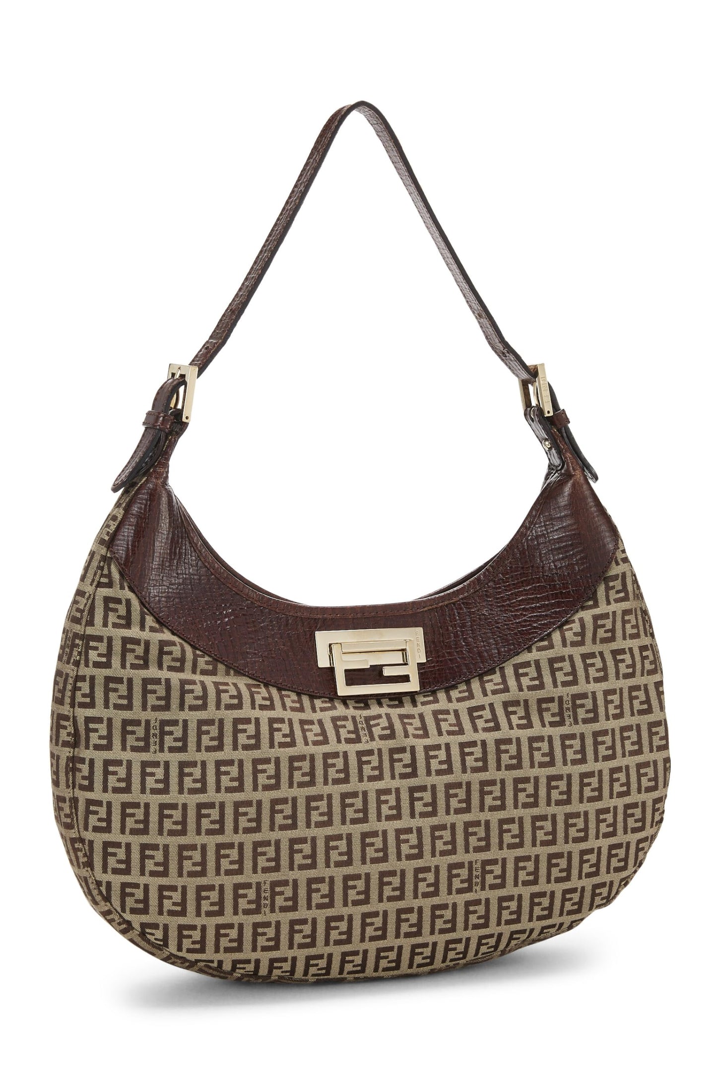 Fendi,  Brown Zucchino Canvas Hobo Bag, Brown