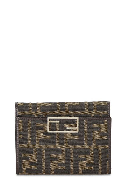 Fendi,  Brown Zucca Canvas Trifold Wallet, Brown