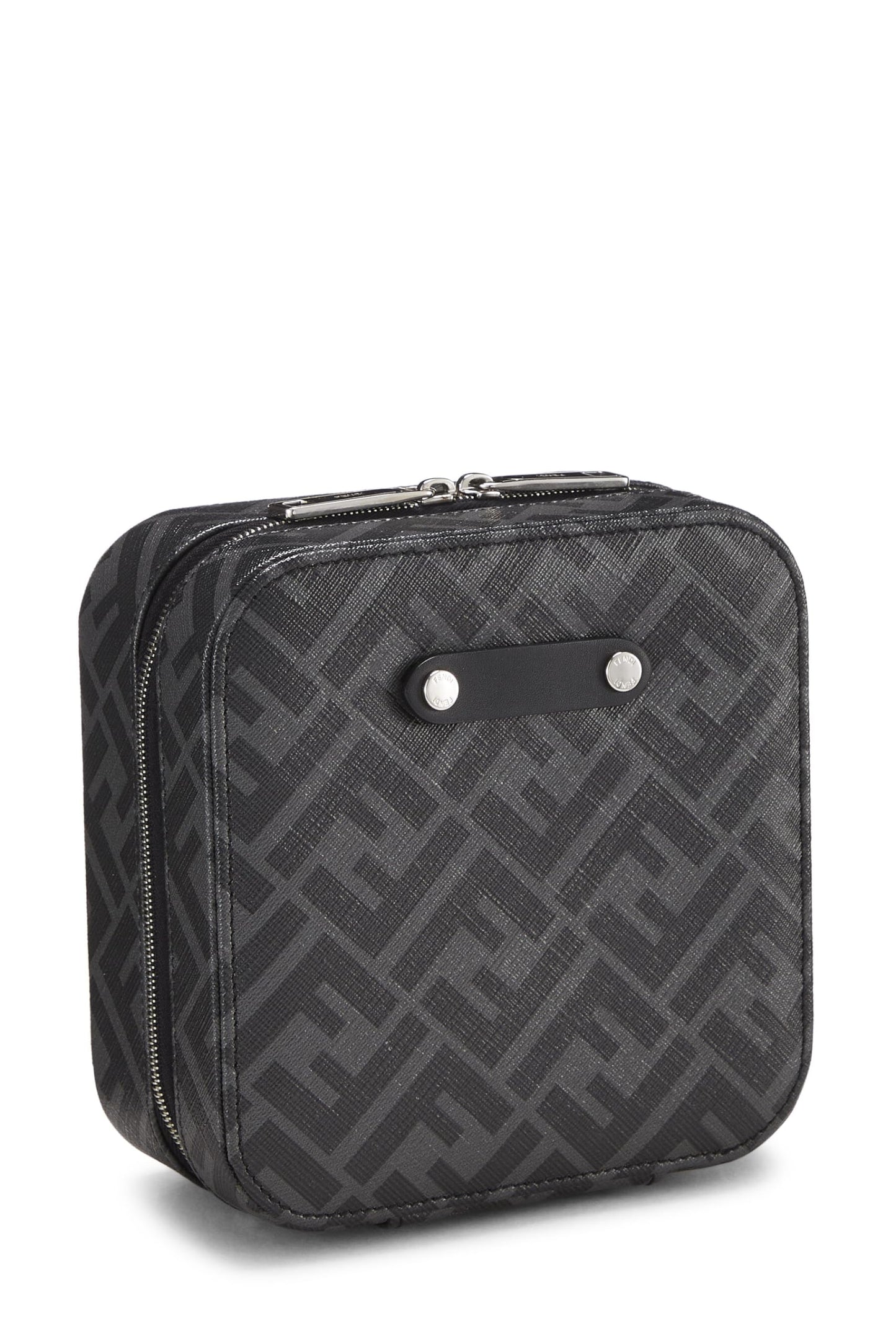 Fendi,  Grey Zucca Jewelry Case, Black