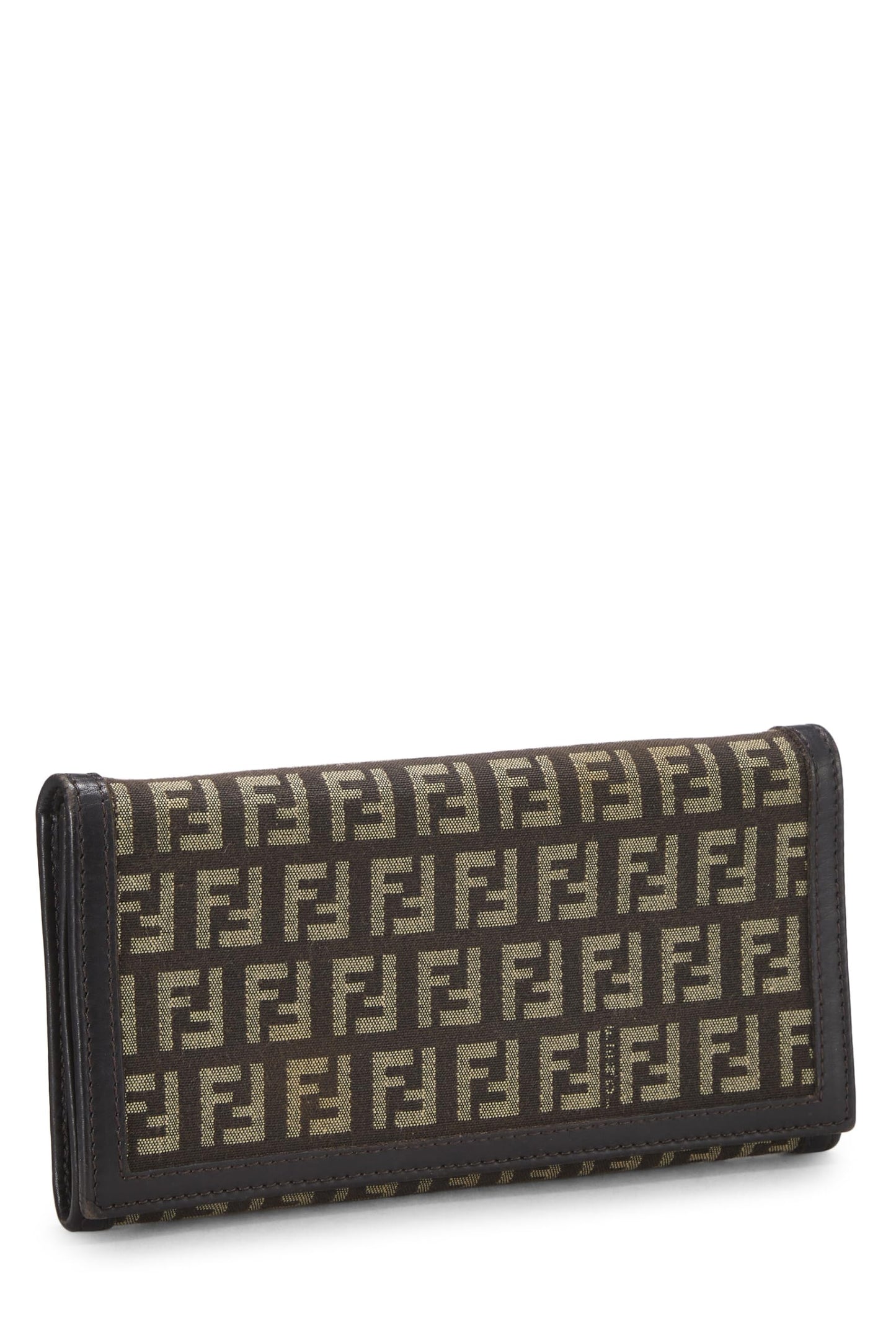 Fendi,  Brown Zucchino Canvas Long Wallet, Brown